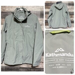 Kathmandu Windbreaker Rain Coat Jacket Women’s 6 Gray Green Full Zip Lined